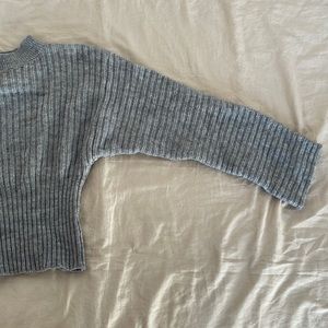gray knit mock neck sweater